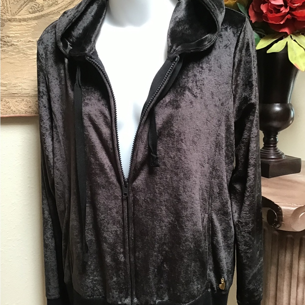 Black Velvet Light Jacket with hoodie